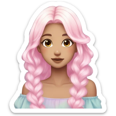 Gorgeous Beautiful Blushing Petite Colorful-Shiny-Pastel-Fairy-Anime-Girl with beautiful gradient pastel hair aesthetic sticker