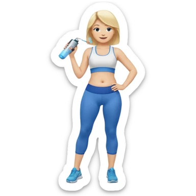 Woman blonde hair tank top blue leggings rounder belly holding a pump  sticker