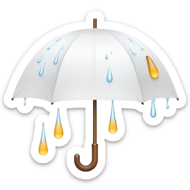 Cinematic realistic emojis in the form of a white umbrella dripping with rain sticker