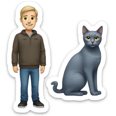 A man and russian blue cat sticker