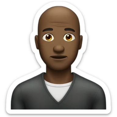 frowning black man balding sticker