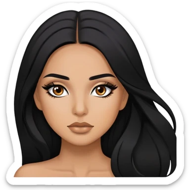 latina, baddie,pretty, brown eyes, makeup, black eyeliner, long hair sticker
