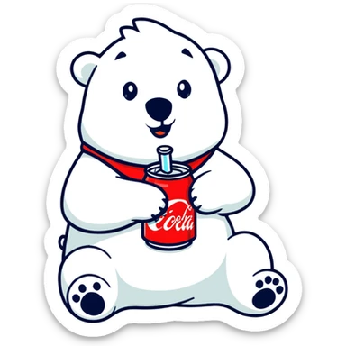 polar bear in a Hawaiian shirt drinking Coca Cola sticker