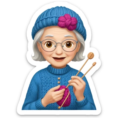 elderly woman knitting sticker