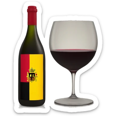 A wine bottle with the Belgium flag on the label sticker