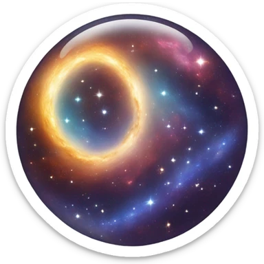 universe in rounded shape sticker