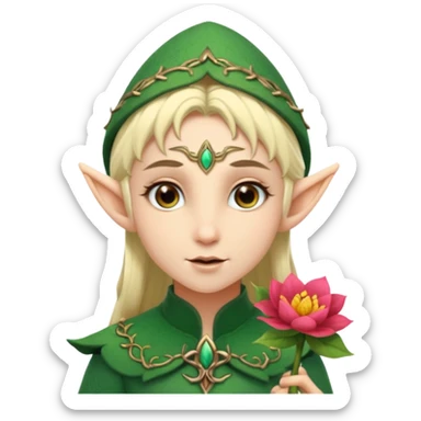 elf woth flower sticker
