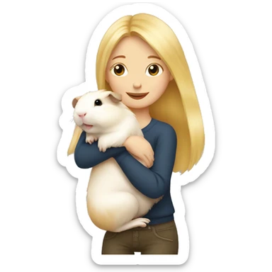 Blonde Woman hugging a guineapig sticker