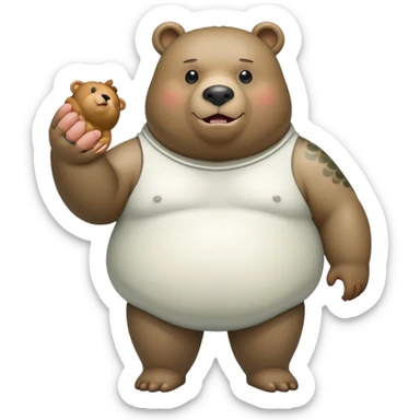 trota with bear arms and overweight human body sticker