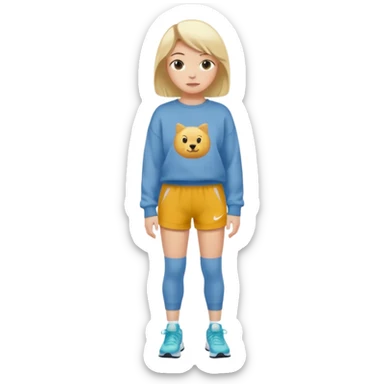  Ein Mädchen mit kurz blonden Haaren einer Baggyhose einen langen Pullover und Nike Schuhe sticker