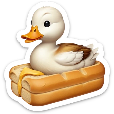 duck made of gluten emerging from a loaf of bread sticker