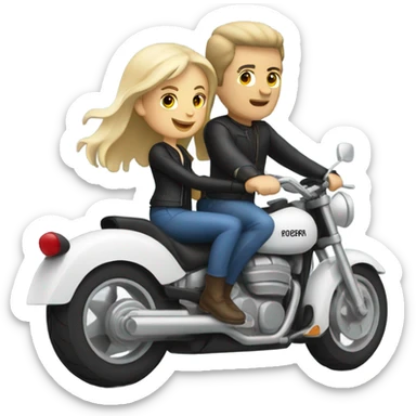 Caucasian couple on motorcycle  sticker