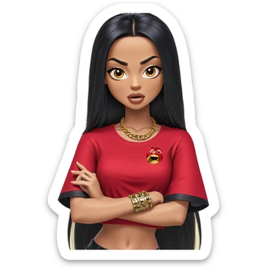 dark beauty in red crop top sticker