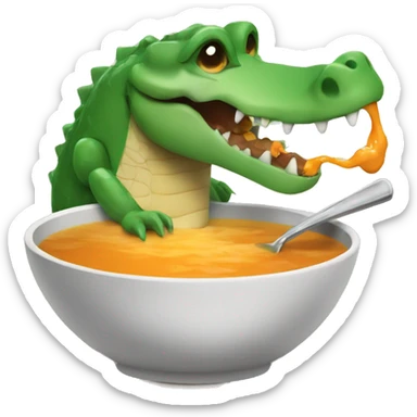 crocodile eating soup sticker