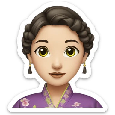 Brunette girl with green eyes in Chinese traditional clothes sticker
