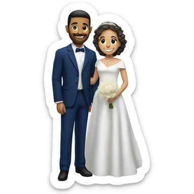Puerto rican beard short hair with blue hat and navy blue suit marrying  with blond long hair girl sticker