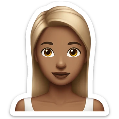 A light brown skin girl with straight hair wearing short natural lash clusters and a white bow on the side sticker