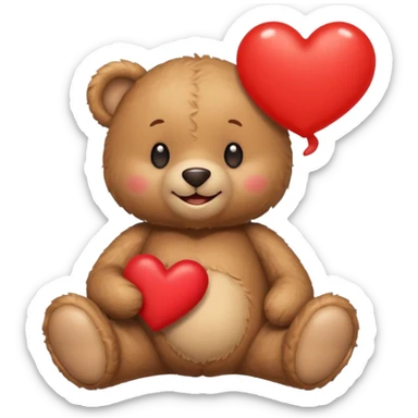 cute teddy bear holding a heart, smiling warmly, speech bubble with text 'so sweet of you' emoji style sticker