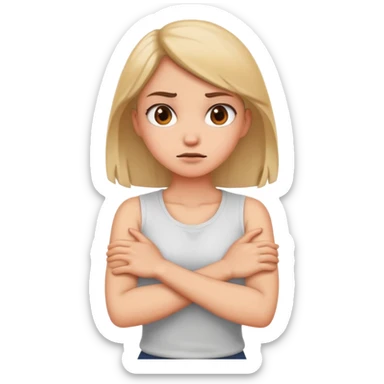 Arms crossed holding neck mad girl sticker