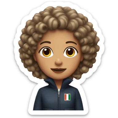 italian girl with curly hair wearing yankee jacket sticker