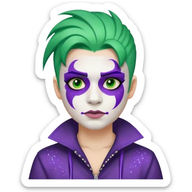 Glitter Purple and White Joker Gangster Green Hair sticker