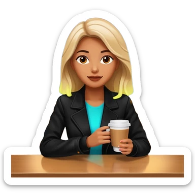 Woman with coffee , coffe shop with  neon glow, Midnight Wander. sticker