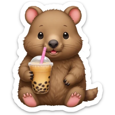 wombat drinks bubble tea sticker