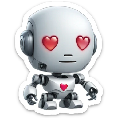 robot holding a heart sticker
