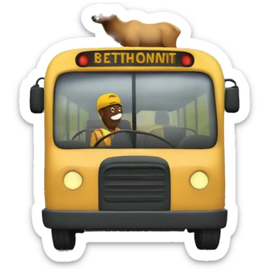 An Elk driving a bus sticker