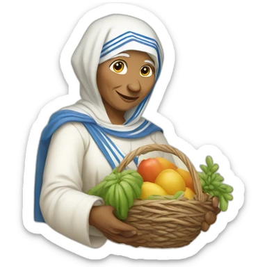 Mother theresa showing the mano cornuta sticker