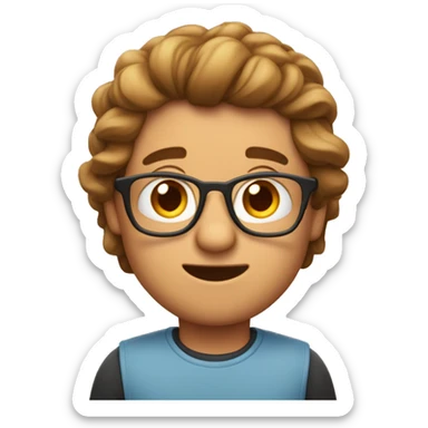 una cara de chico moreno con el pelo un poco rizado con pájaros volando sobre su cabeza dando vueltas sticker