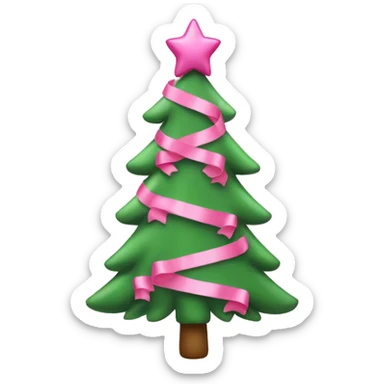 Pink ribbon Christmas tree sticker