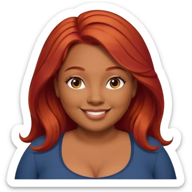 Plus size red hair brown face small eyes long hair sticker