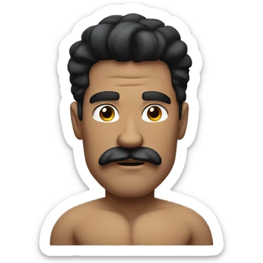 Muscular man with black hair and mustache  sticker