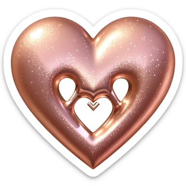 Edit the glittery gold color heart to a glittery rose gold color heart with a subtle gradient and no border. Keep the background transparent. Maintain the glittery texture and subtle gradient effect in rose gold tones sticker