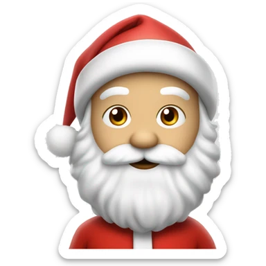 “An adorable Santa with a red suit, fluffy white beard, rosy cheeks, big eyes, and a red hat with a white pom-pom réaliste  sticker