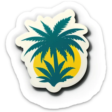 Marijuana and palm trees sticker