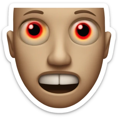 Emoji wit straight face and red eyes sticker