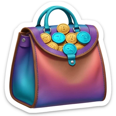 Coins inside brown leather bag, make bag always brown

Change coins color in in gradient of turquoise, blue, pink, purple, and coral sticker