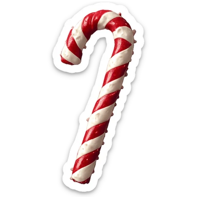 Isolate the candy cane on a transparent background, removing all background elements. sticker