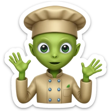 funny character with cook hat but not human also alien or robot sticker