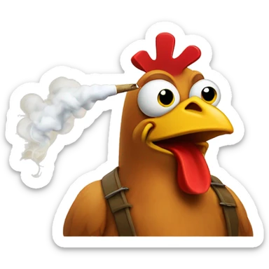 a chicken Smoking a joint With wearing crocks  sticker