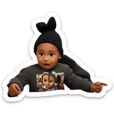 girl in beanie at table sticker