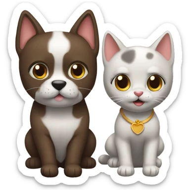 Perro y gato besandose sticker