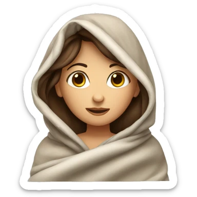 girl with brown hair in a blanket sticker