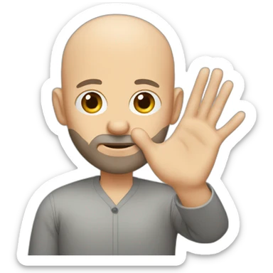 bald man with beard tipping hand sticker