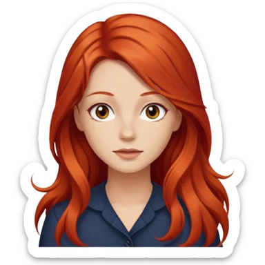 Stefanie Ridel with long red hair, brown eyes sticker
