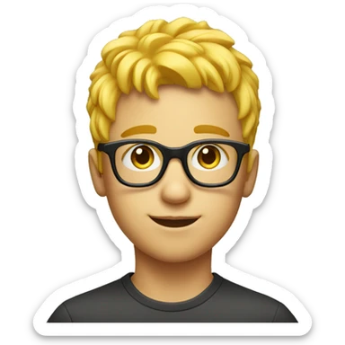 handsome kid with glases and yellow hair sticker