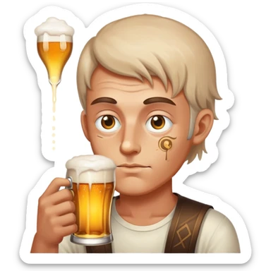 Magical spirit man drinking beer with third eye sticker