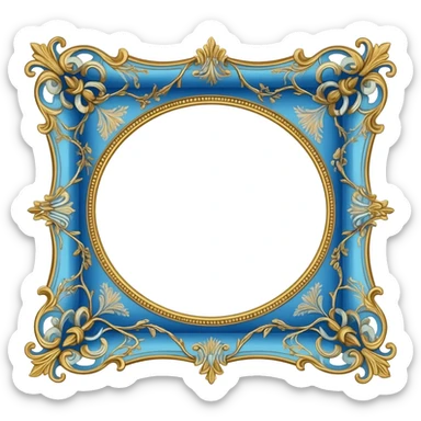 vintage rococo blue dainty floral frame sticker